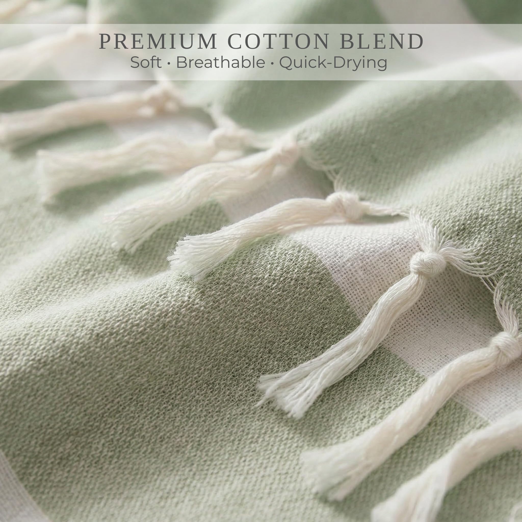 ZICOTO Beach Blanket draped poolside with calming sage tones
