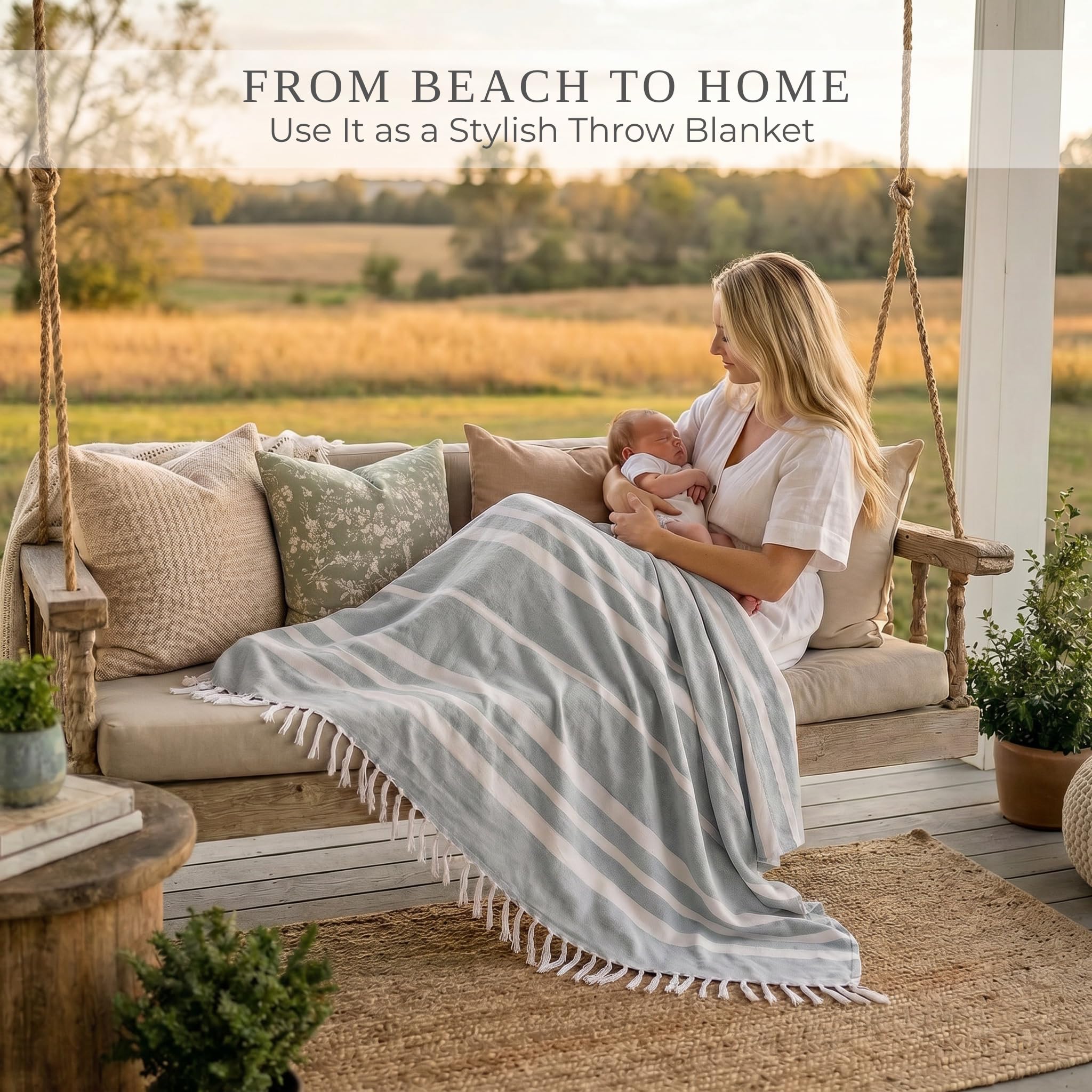 ZICOTO beach blanket folded neatly, highlighting its compact size