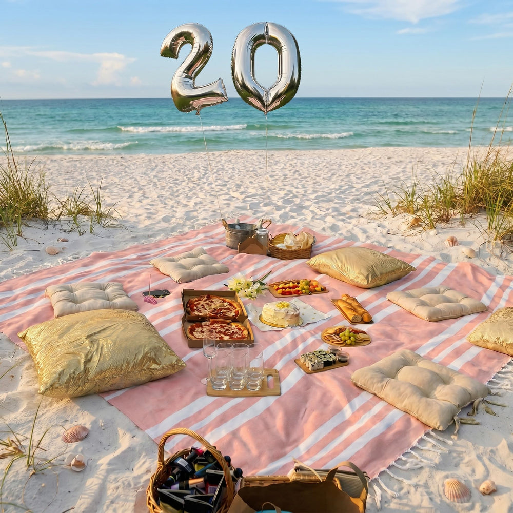 ZICOTO beach blanket showing its soft texture and material