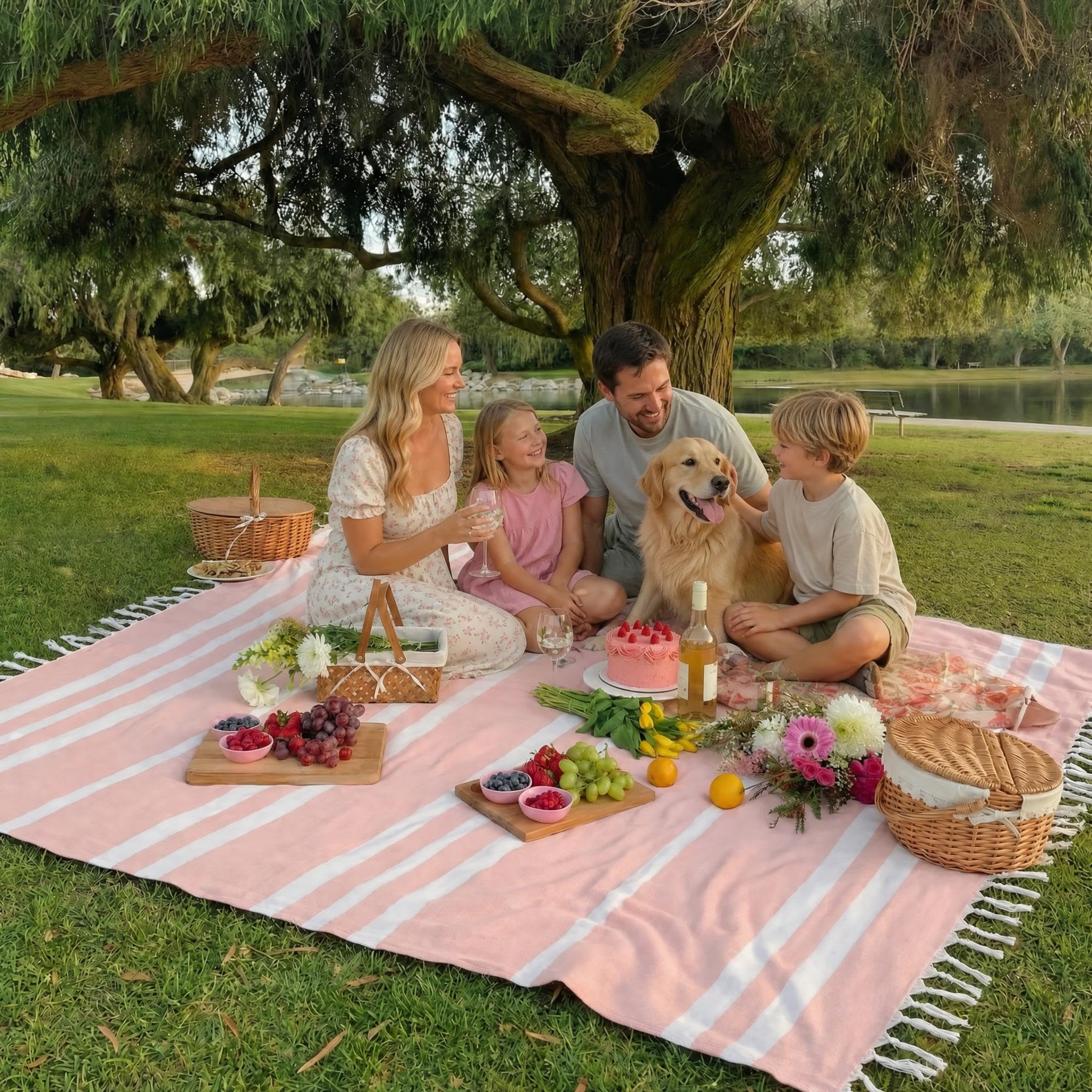 ZICOTO beach blanket spread out on sand with people relaxing
