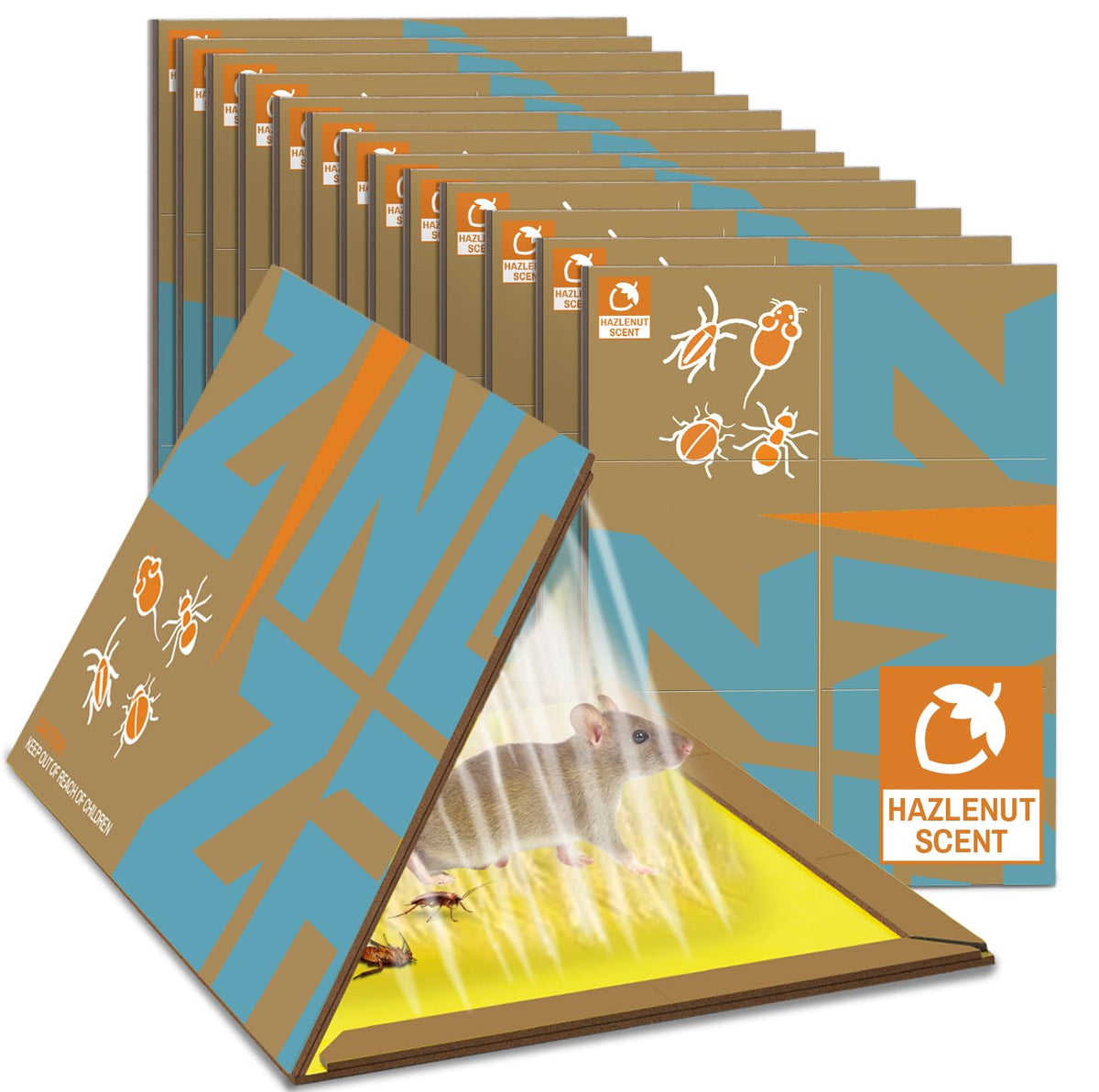 ZingZap Sticky Mouse Traps front view with hazelnut scent packaging
