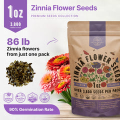 Zinnia flower seeds packet with QR code for online growing guide