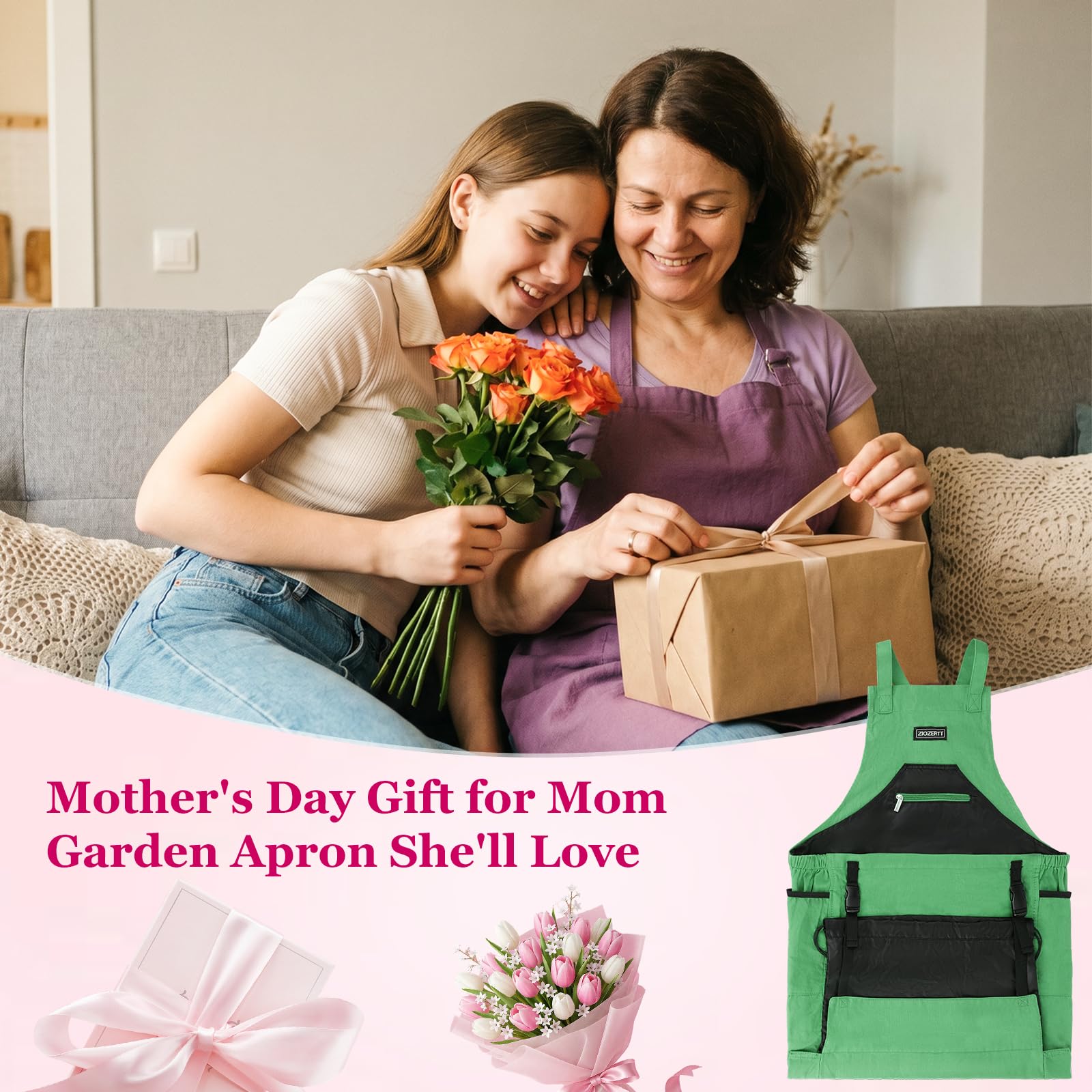 ZIOZERTT Gardening Apron folded for storage
