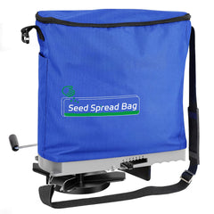 Zipcase 25lb bag seed spreader in blue, front view