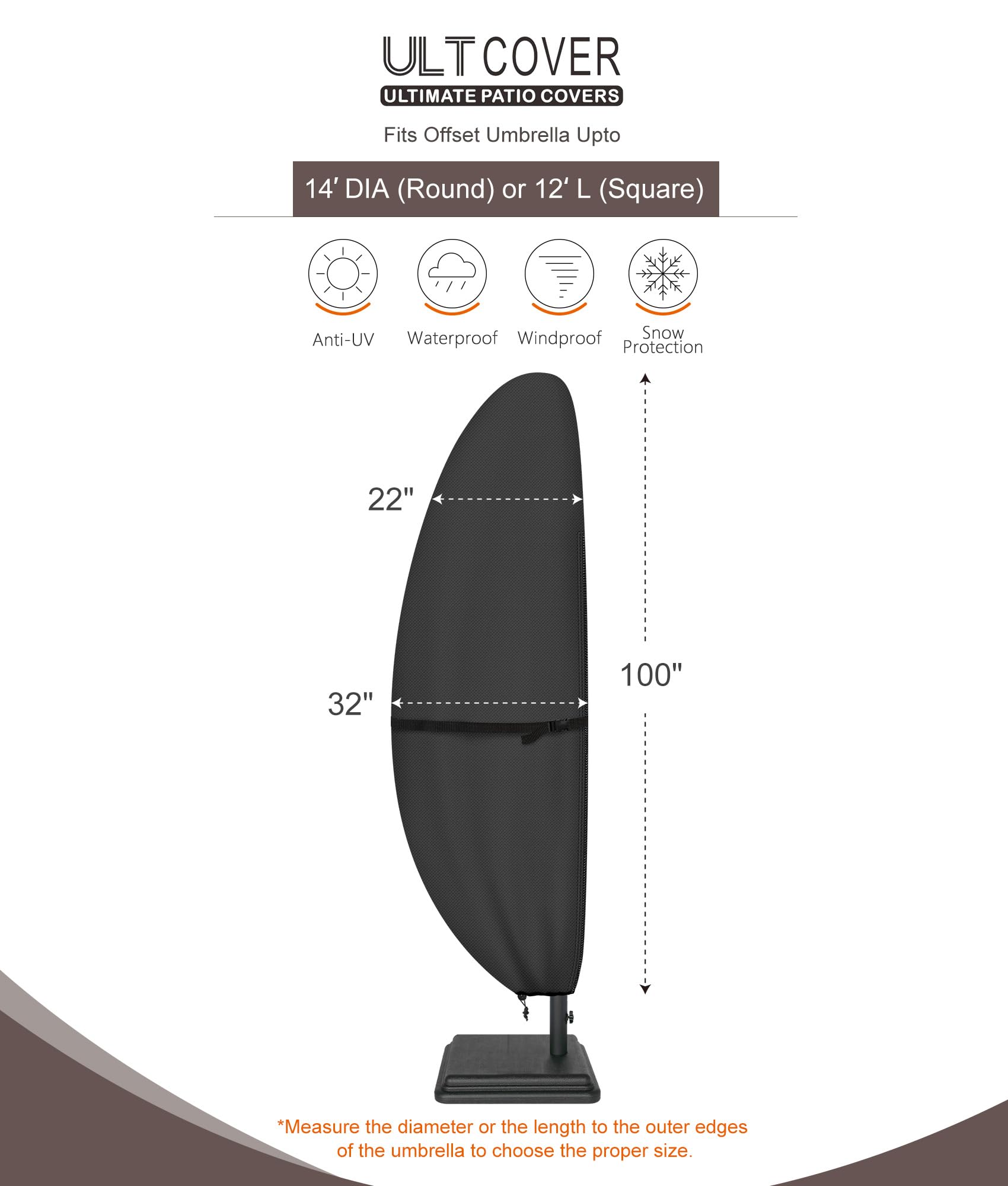 Zipper closure detail on ULTCOVER Umbrella Cover