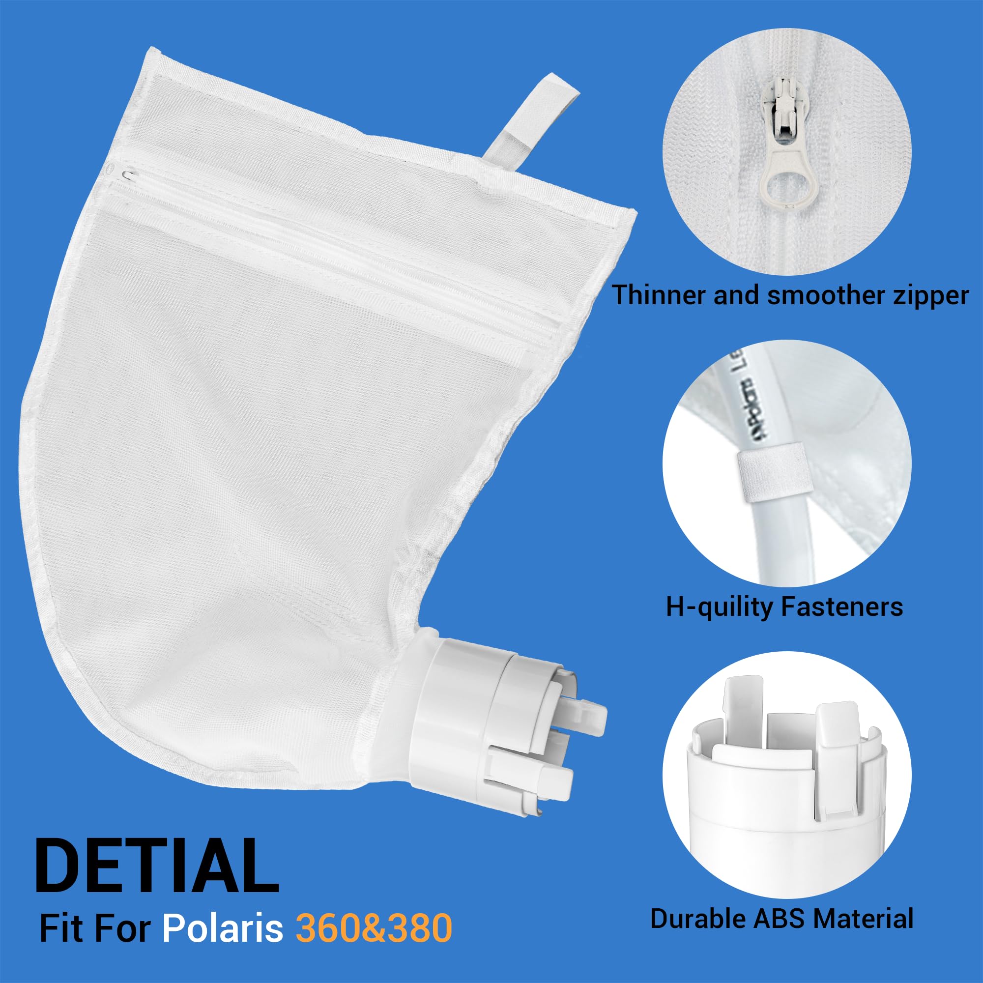 Zipper design of PGFUN filter bag for easy cleaning