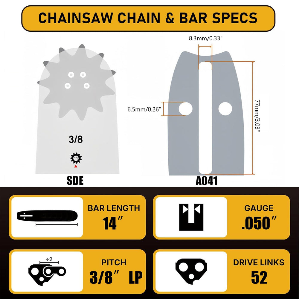 ZIYIZE 14 Inch Chainsaw Bar and Chains packaging