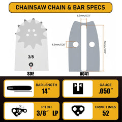 ZIYIZE 14 Inch Chainsaw Bar and Chains packaging