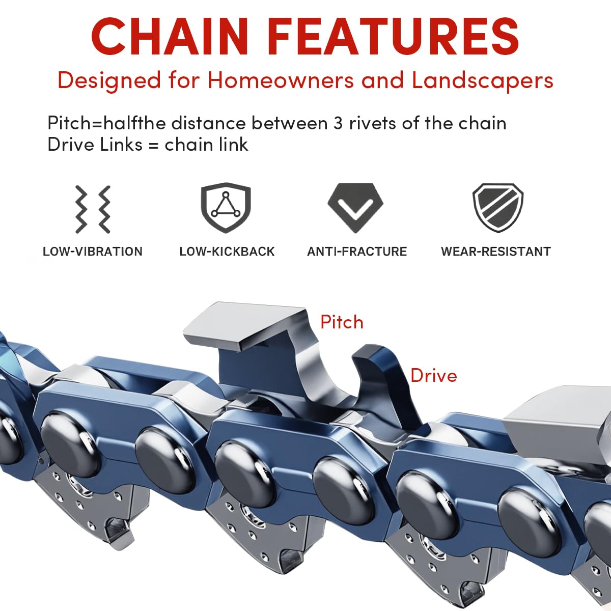 ZIYIZE 16 Inch Chainsaw Bar with chrome-plated finish