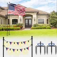 ZMTECH 10 FT Flag Pole Kit components including poles and bases