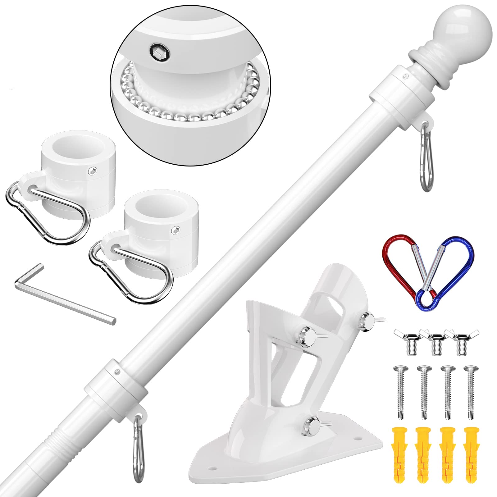 ZMTECH 6 FT stainless steel flag pole kit front view