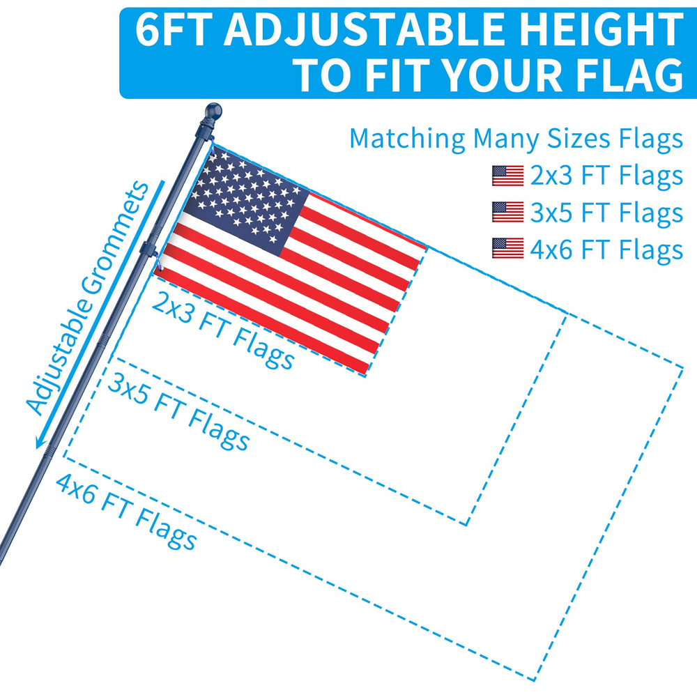 ZMTECH flag pole with carabiners and top ball showcased