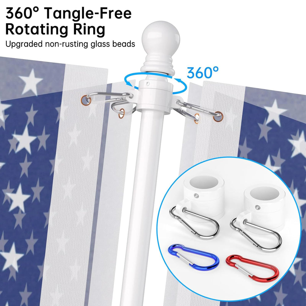 ZMTECH flag pole with tangle free rings and carabiners