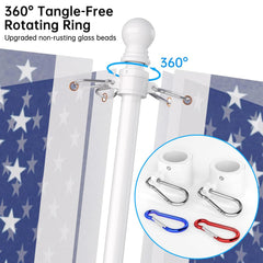 ZMTECH flag pole with tangle free rings and carabiners