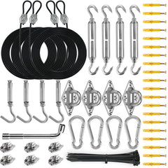 ZNELLY Sun Shade Sail Hardware Kit components including ropes and turnbuckles