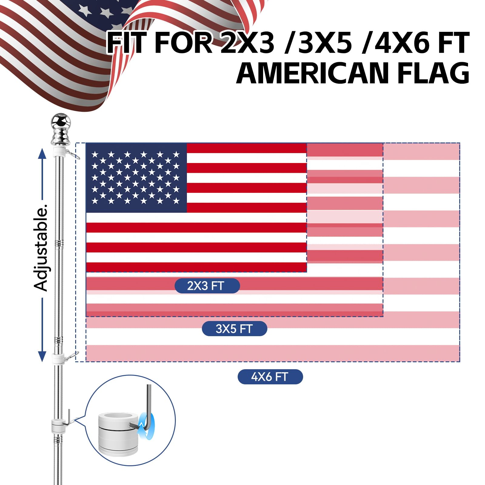 ZNNOPAX flagpole kit installed on a porch