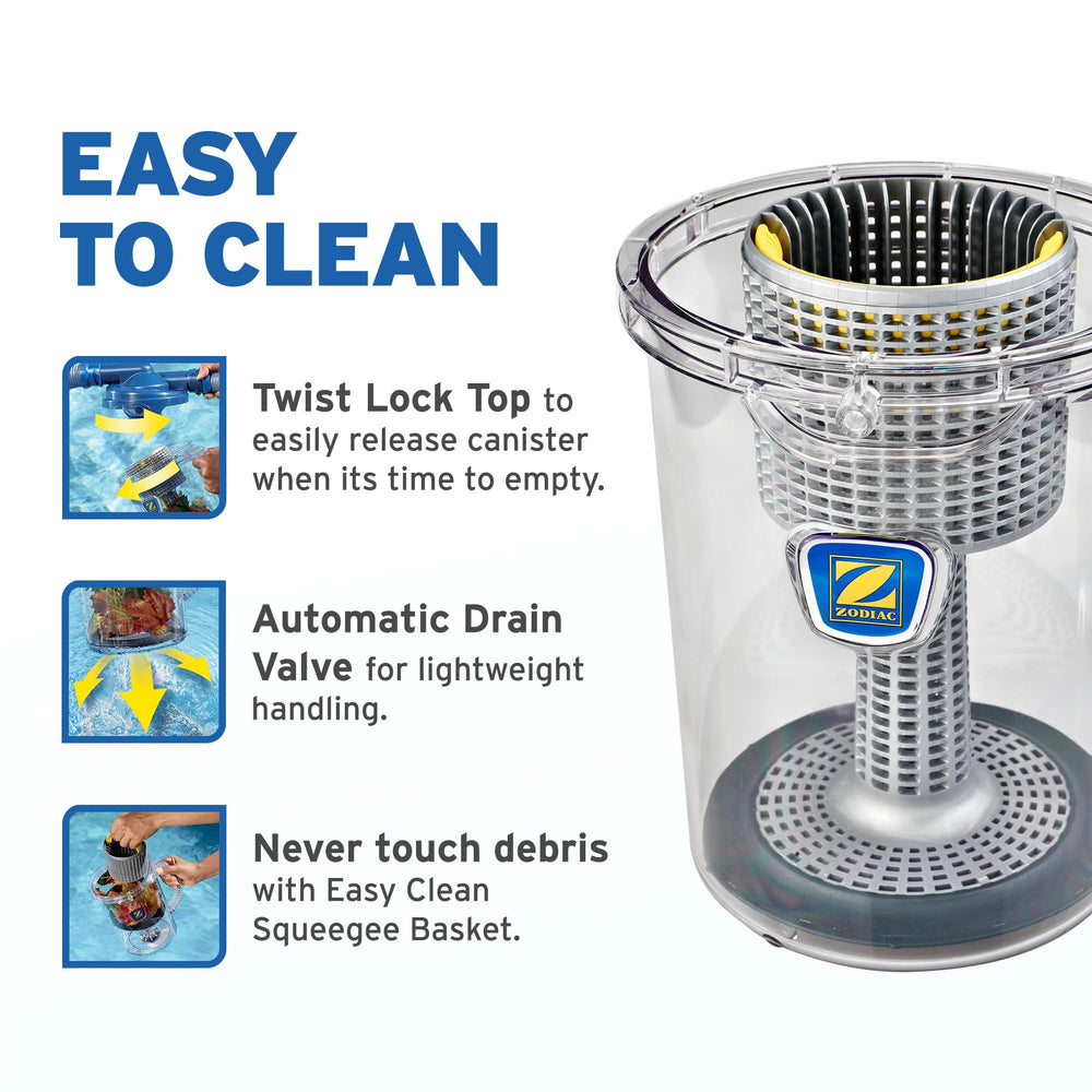 Zodiac Cyclonic Leaf Catcher in use with suction-side pool cleaner