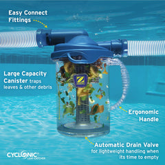 Zodiac Cyclonic Leaf Catcher top view with twist lock feature