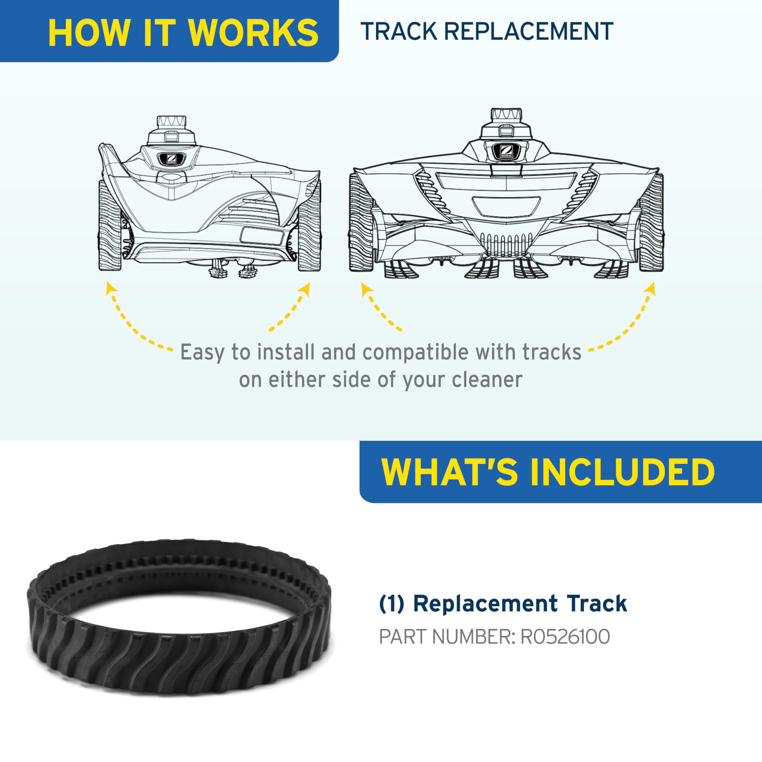 Zodiac Track Replacement R0526100 side view showing track details
