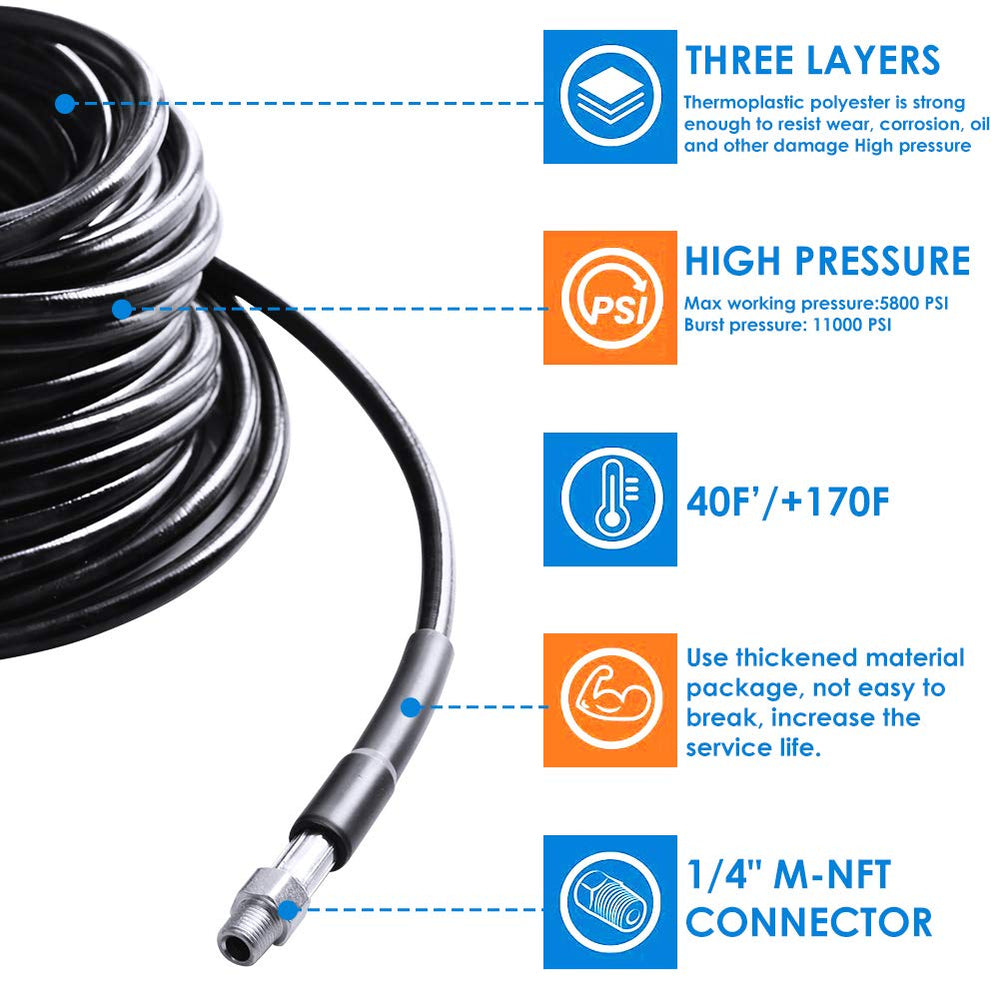 ZOFINE 50FT sewer jet hose with quick connect fittings