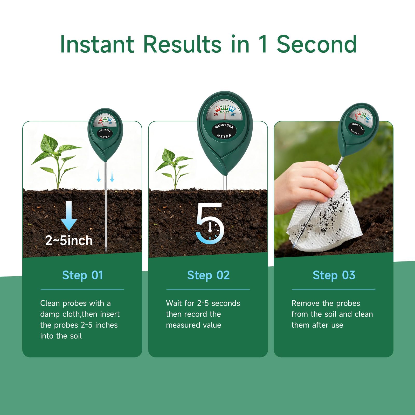 Zoiydals Soil Moisture Meter in a garden setting