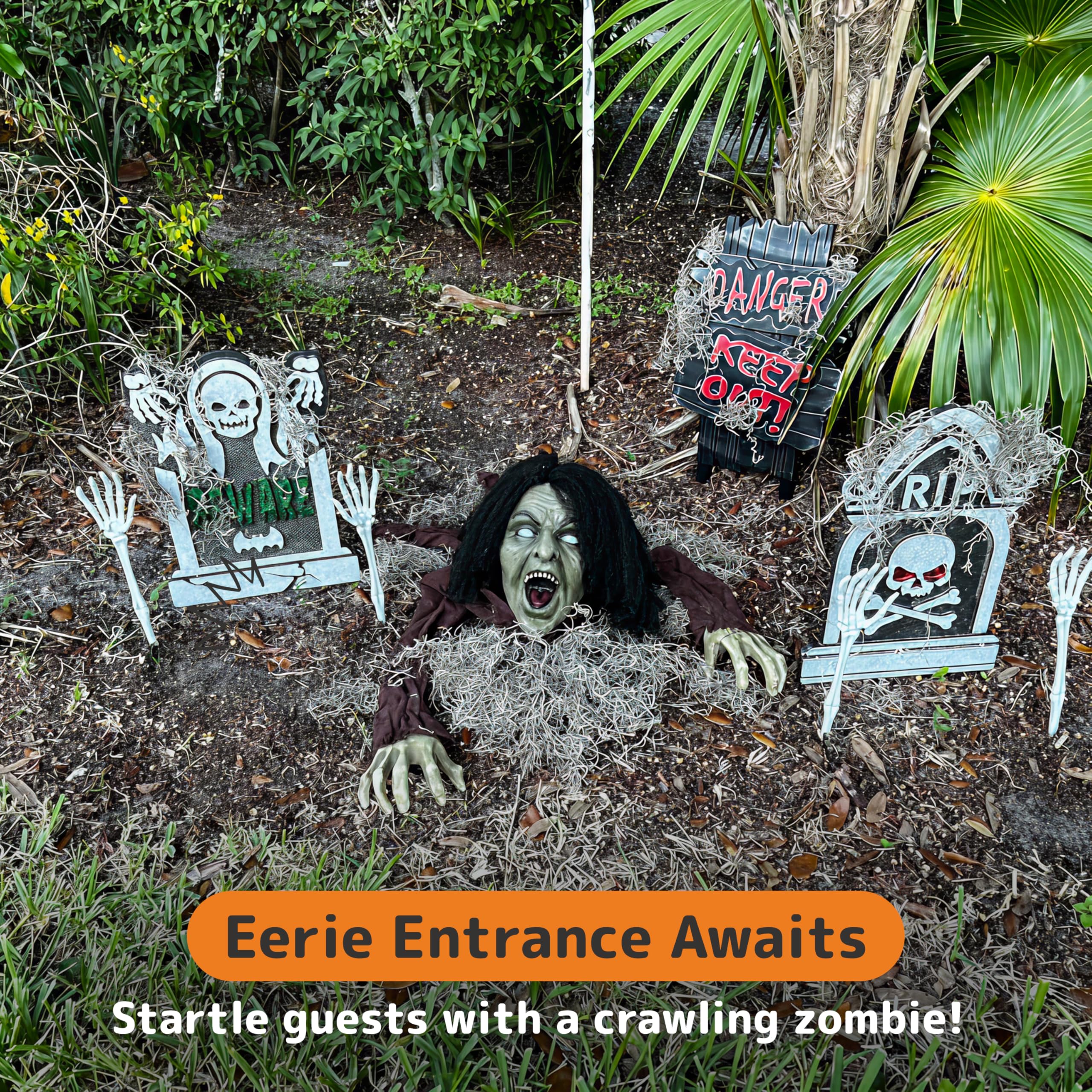 Zombie decoration in outdoor setting for Halloween
