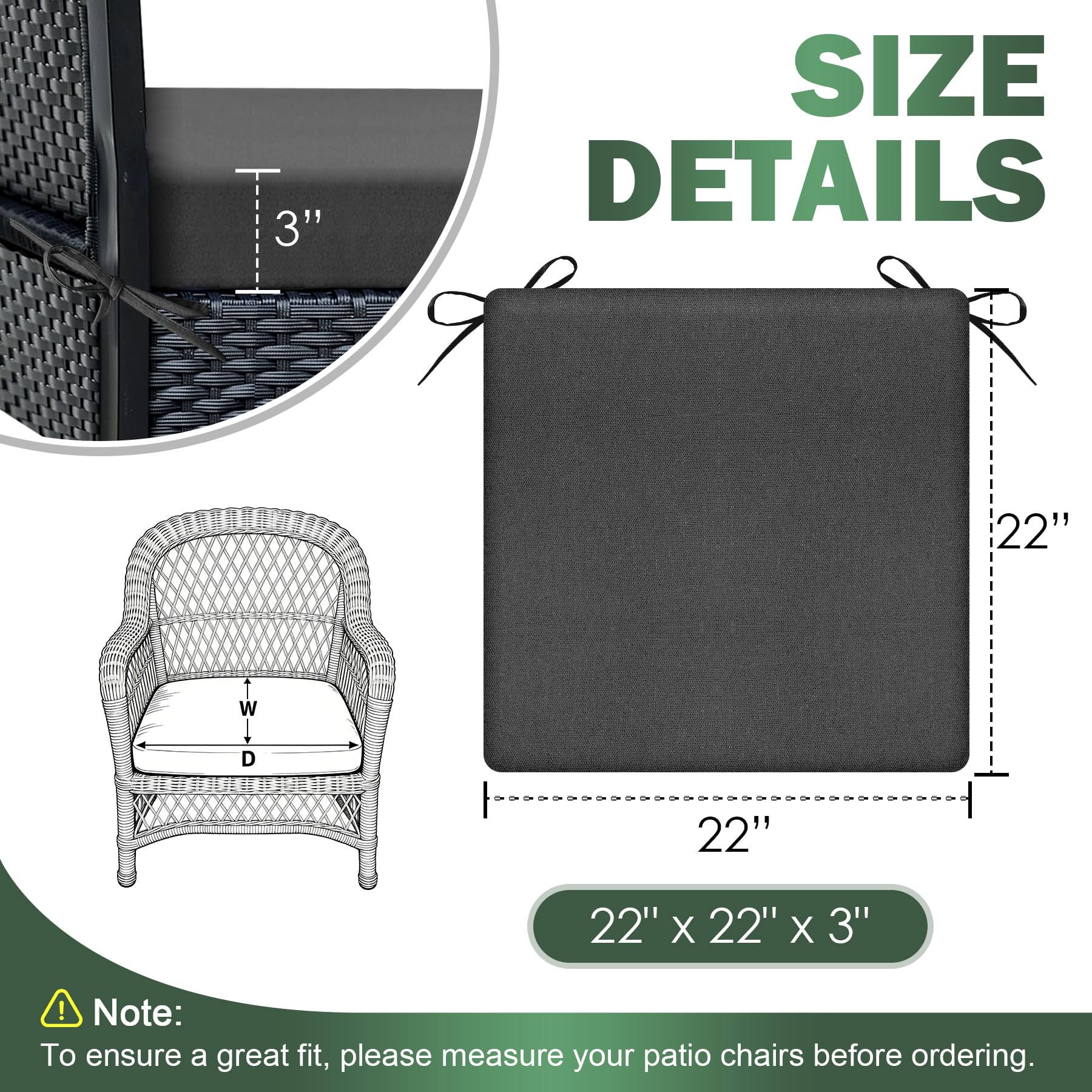 Zonamat outdoor chair cushion side view showing thickness