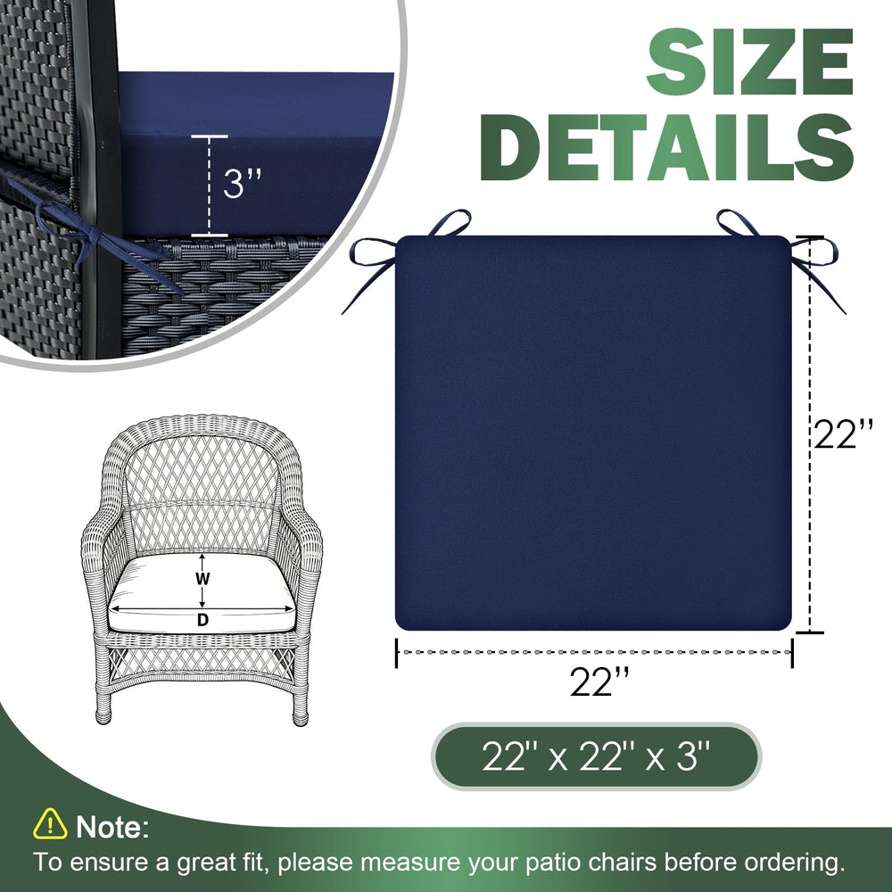 Zonamat Outdoor Chair Cushions Navy Blue side view