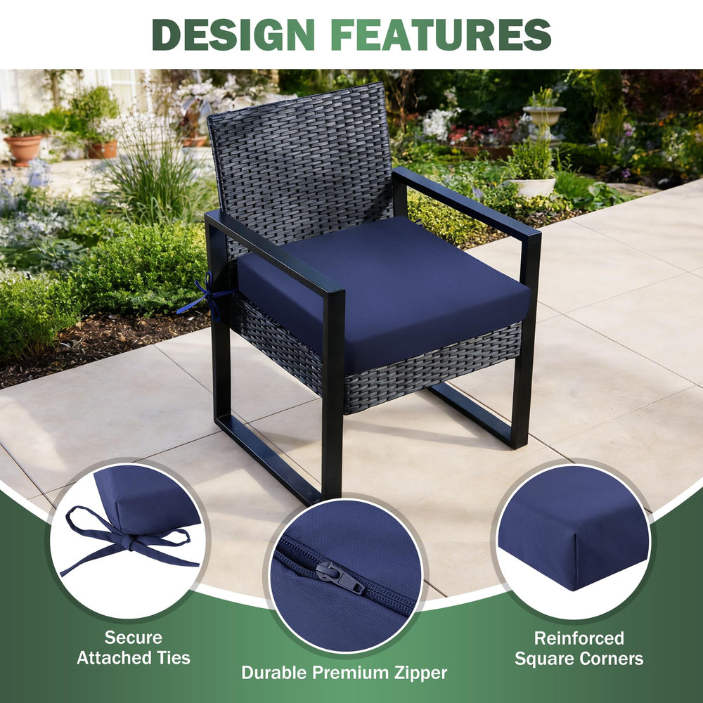 Zonamat Outdoor Chair Cushions Navy Blue with ties