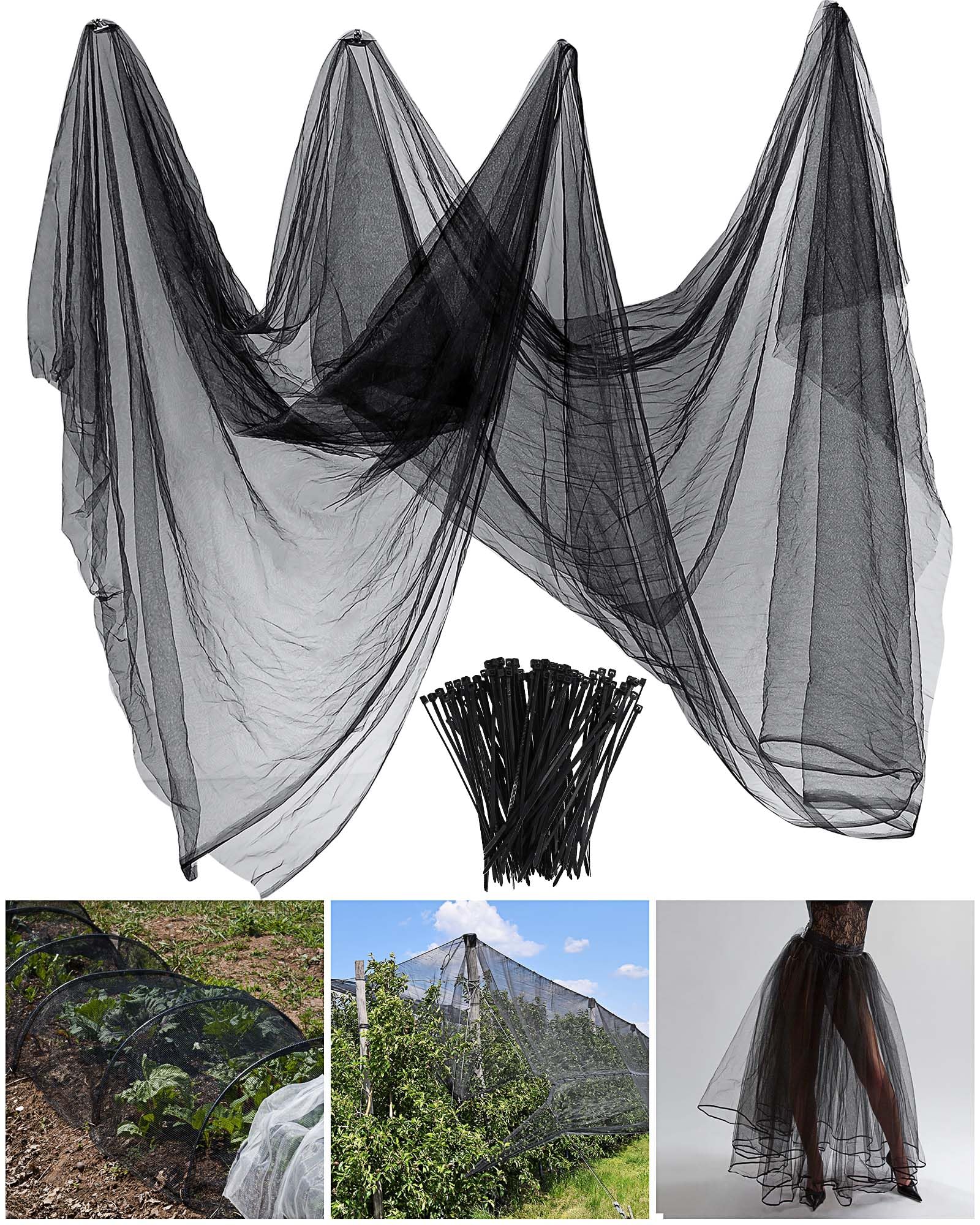 Zonon Mosquito Netting black 9.84 x 32.81 ft front view