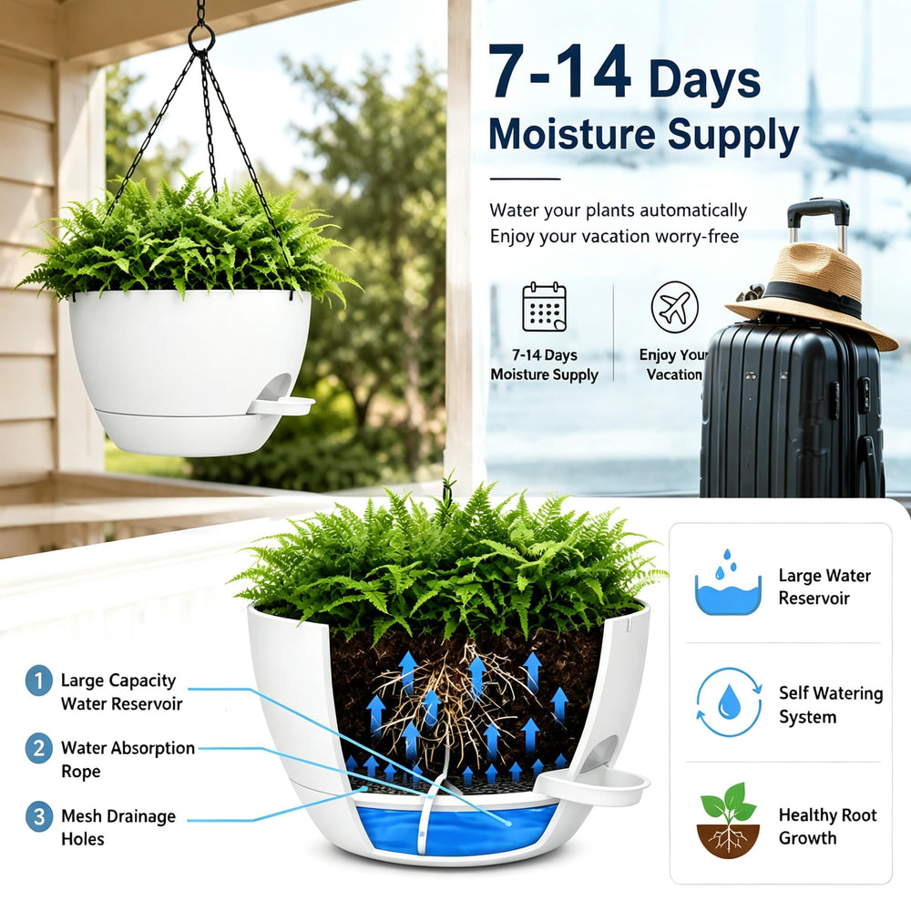 zople 12-inch hanging planter with adjustable chain