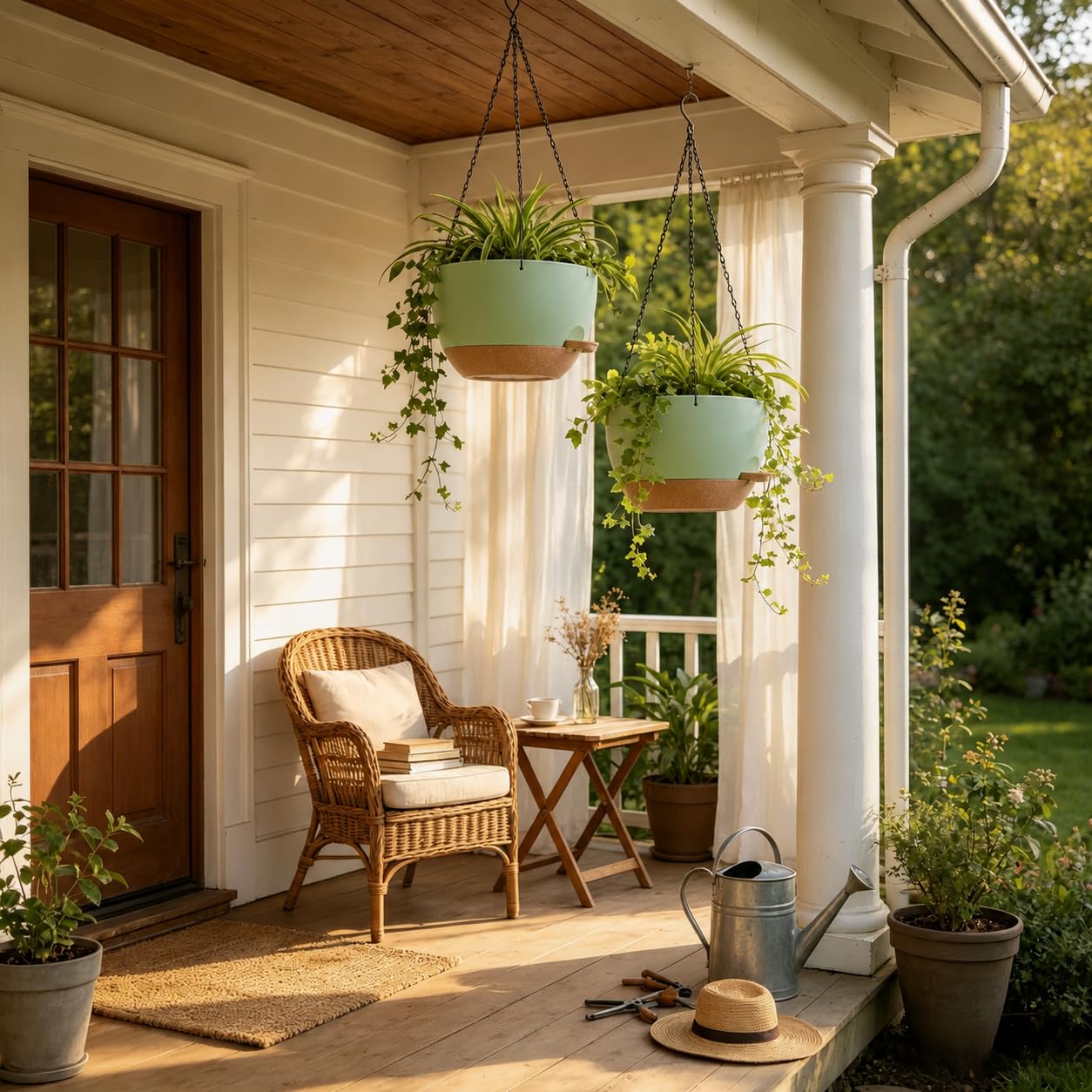 zople 12-inch planter with lush green plants inside