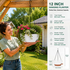 zople hanging planter displaying plants on a patio