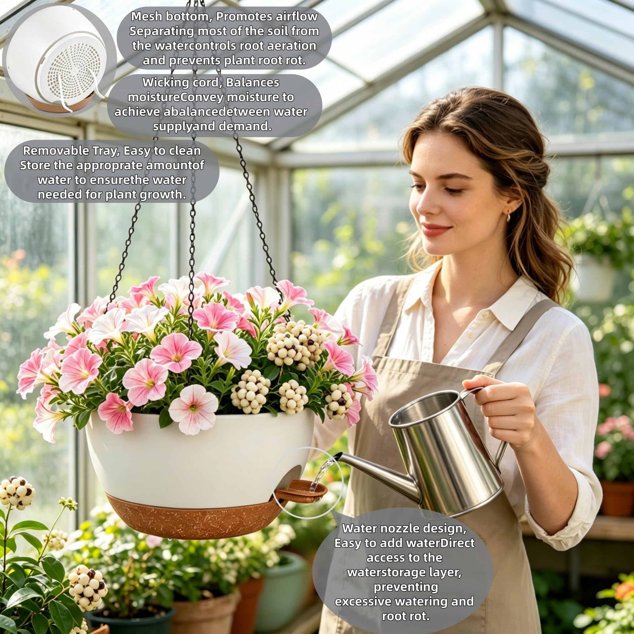 zople hanging planter showcasing drainage holes