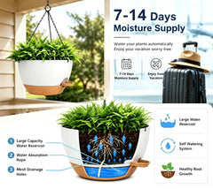 zople self-watering hanging planter side view with adjustable chain