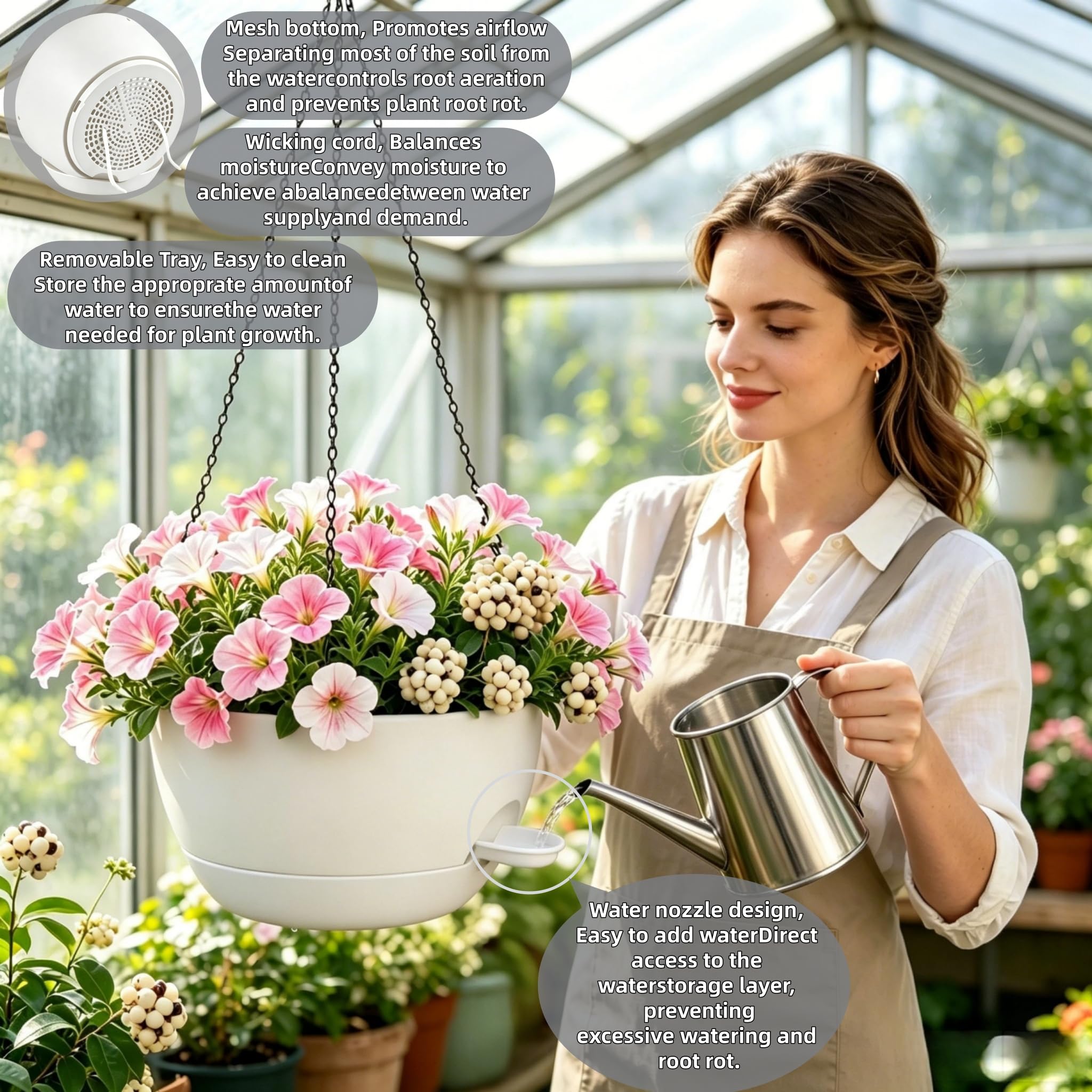zople self-watering planter details close-up