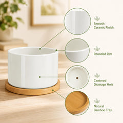 ZOUTOG bamboo tray for ceramic succulent pots