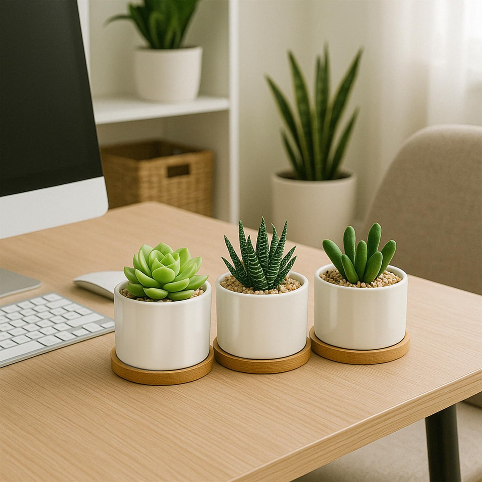 ZOUTOG succulent pots on a coffee table