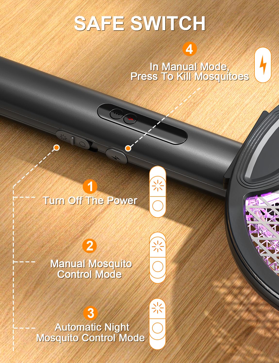 ZOVHYYA Electric Fly Swatter showing 4000V power feature