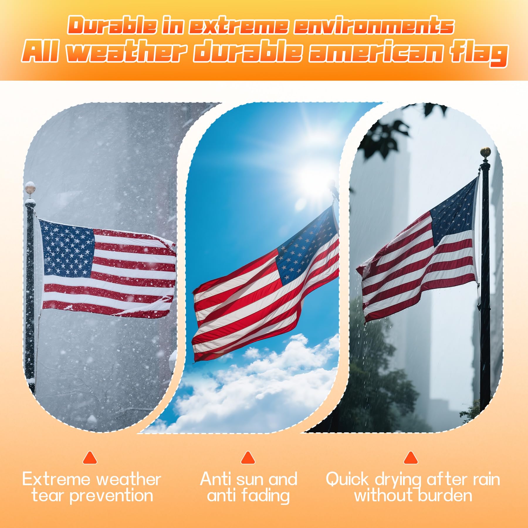 ZoYaone American Flag 4x6 FT with brass grommets for easy attachment