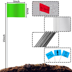 zozen marking flags in a garden marking boundaries