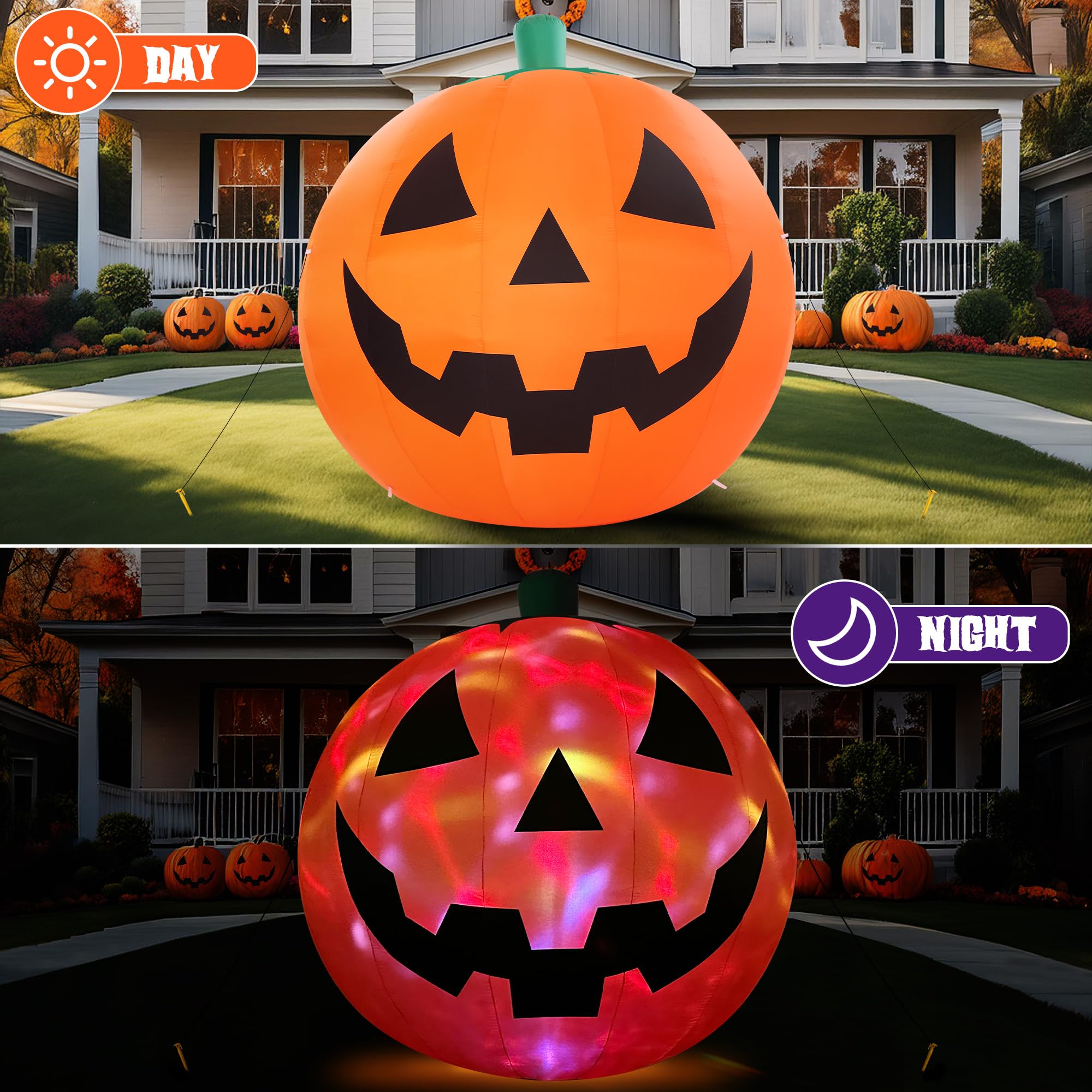ZPISF 10 FT Giant Pumpkin inflatable displayed at a Halloween party
