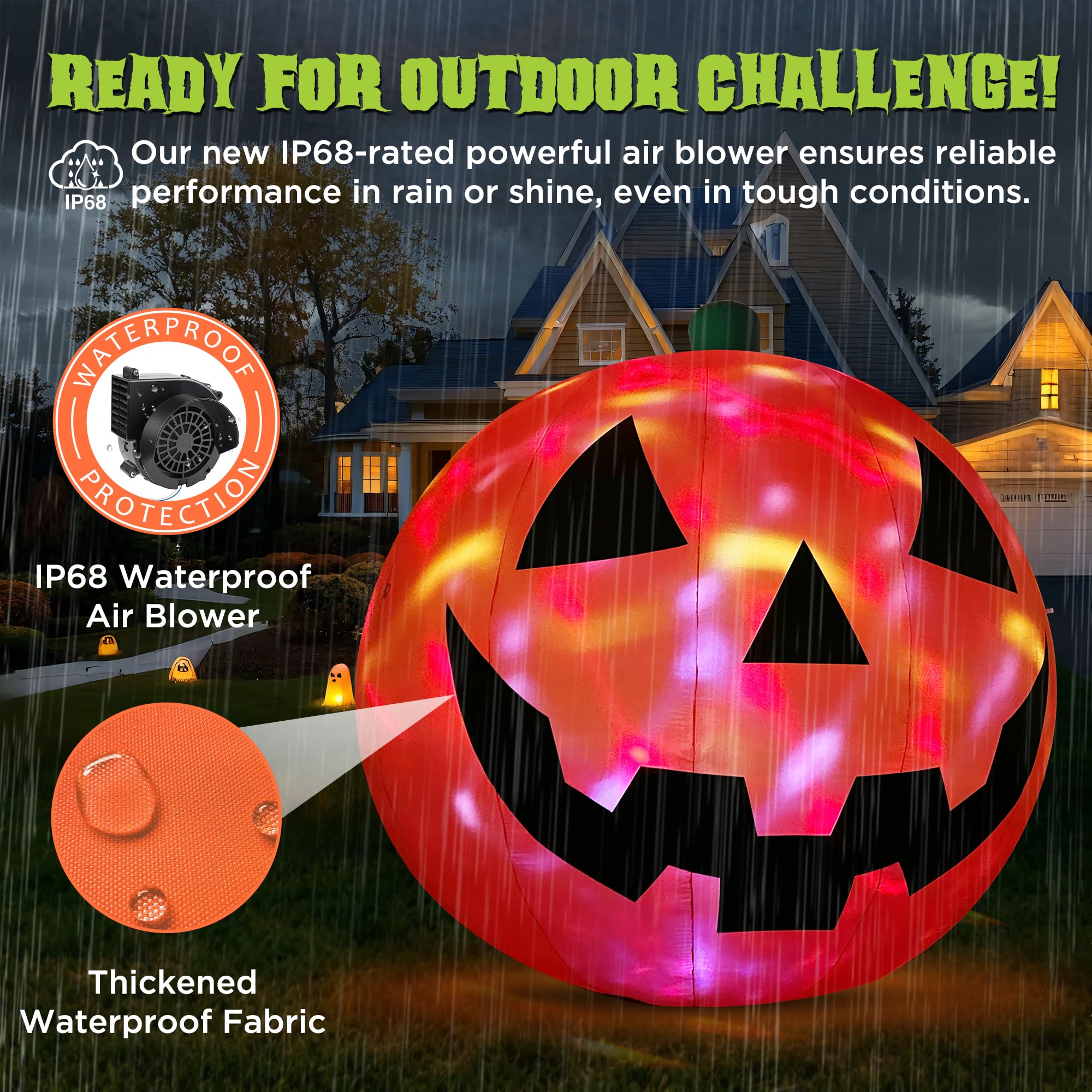 ZPISF 10 FT Giant Pumpkin with ground stakes and ropes