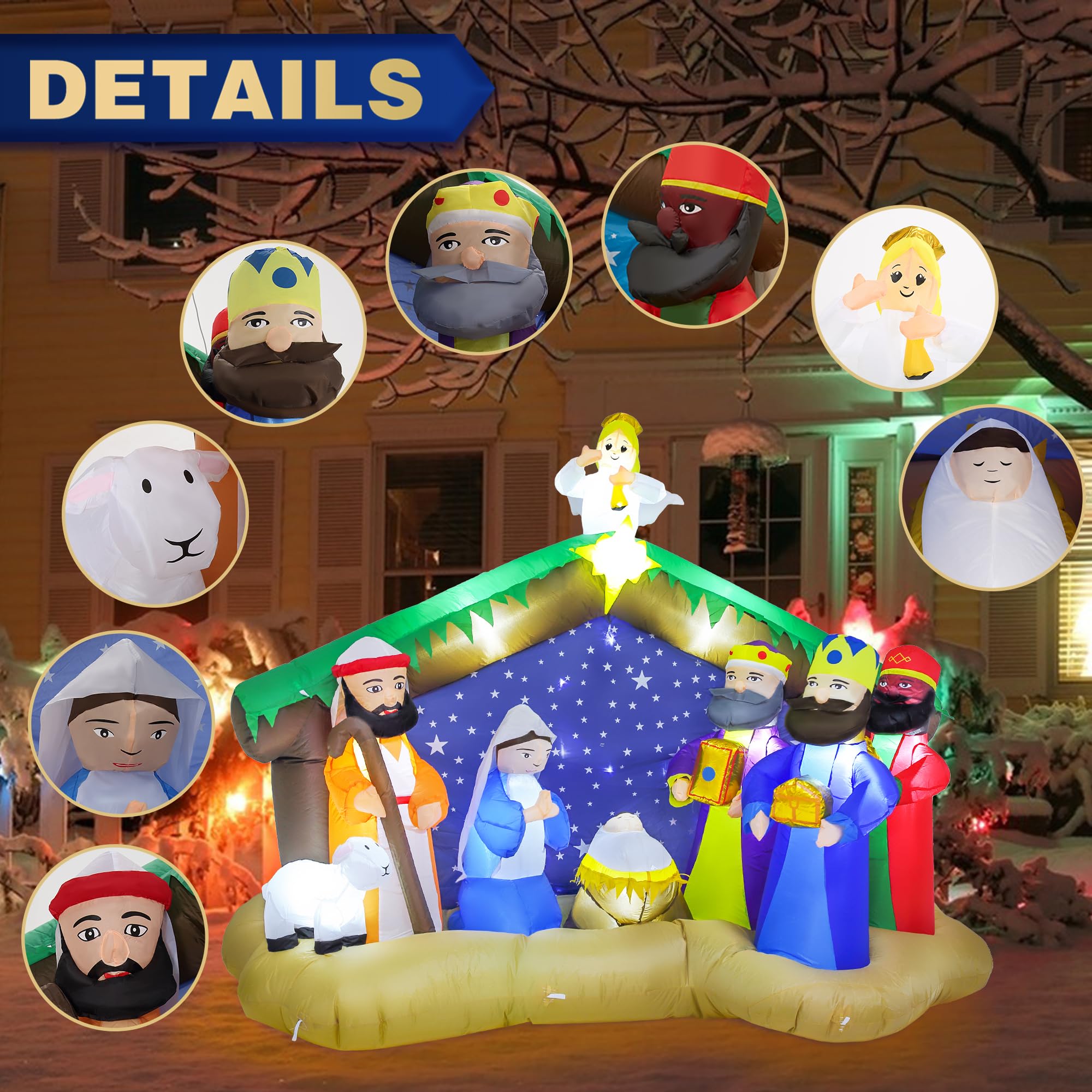 ZPISF inflatable nativity scene in a backyard setting