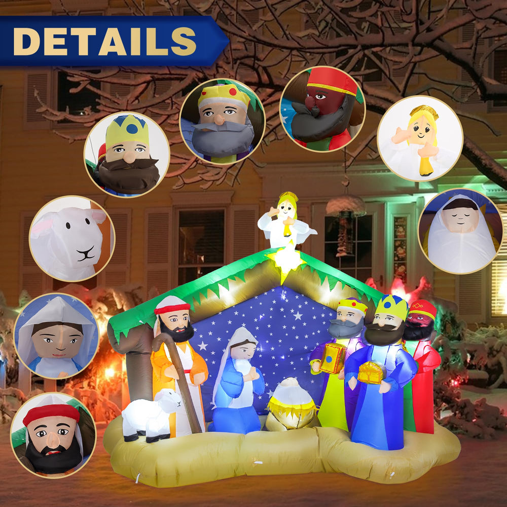 ZPISF inflatable nativity scene in a backyard setting