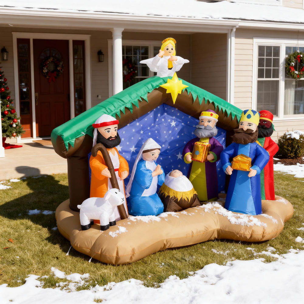 ZPISF inflatable nativity scene with Mary, Joseph, and Wise Men