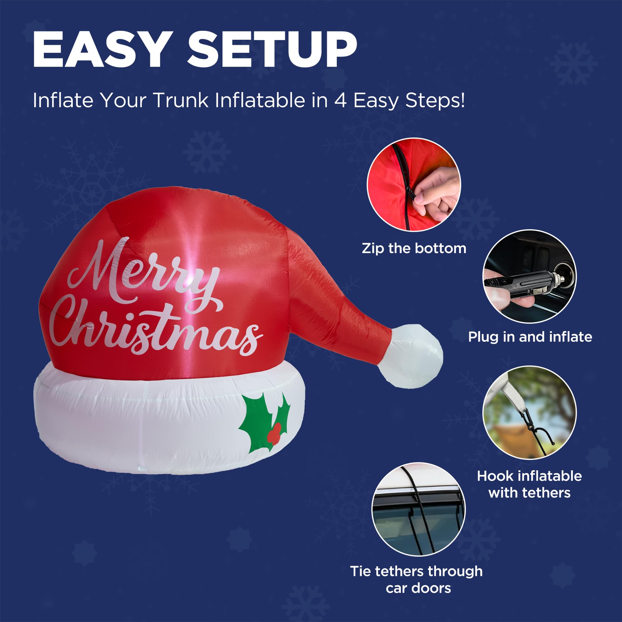 ZPISF Inflatable Santa Hat with stabilizing ropes and stakes