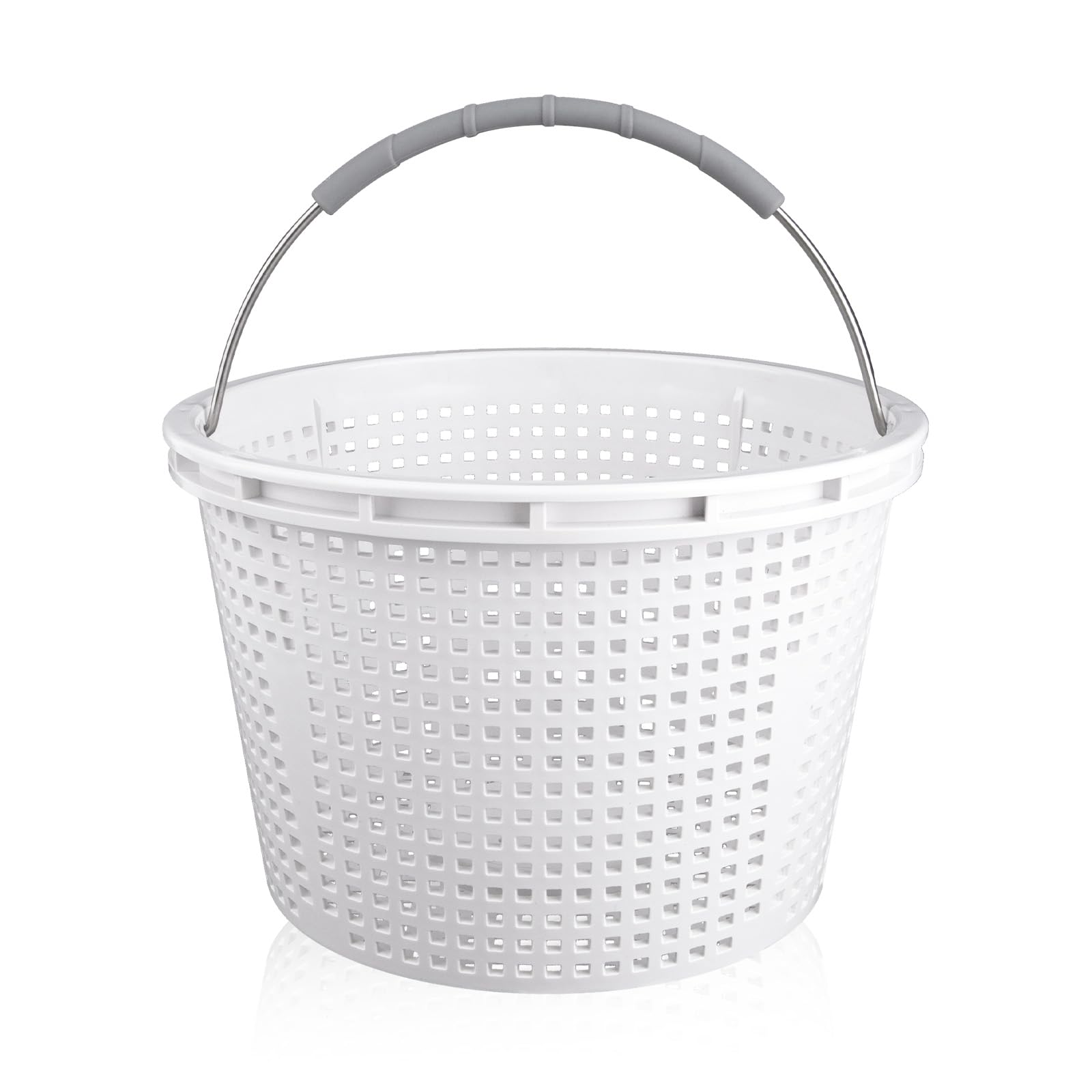 ZTTM 8" pool skimmer basket front view with stainless steel handle