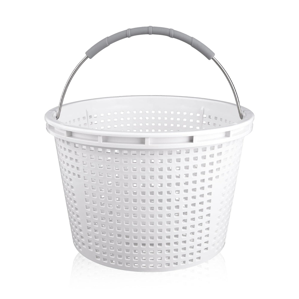 ZTTM 8" pool skimmer basket front view with stainless steel handle
