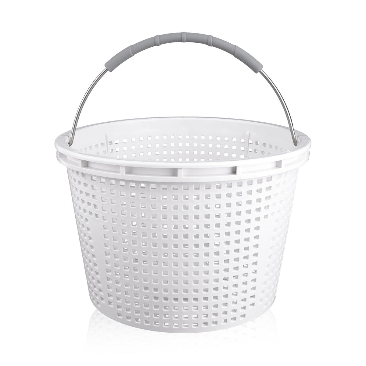 ZTTM 8" pool skimmer basket front view with stainless steel handle